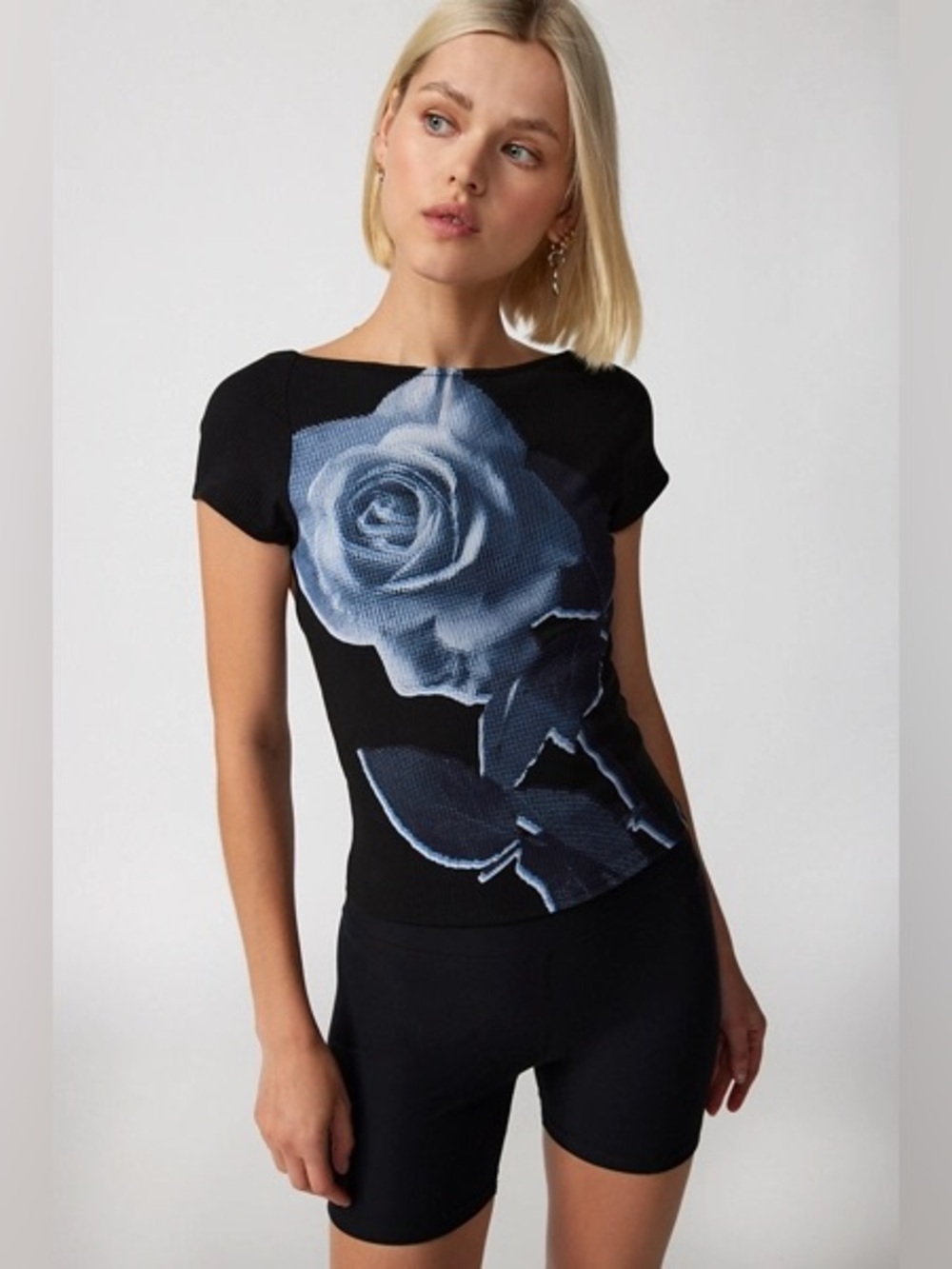 NWT Urban Outfitters Rose Nadia Low Back Top Black L